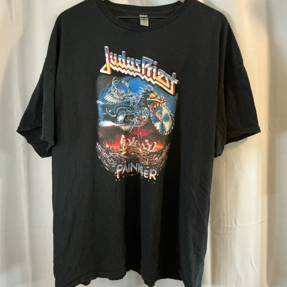 Judas Priest Painkiller Shirt 2XL Gildan Heavy Cotton Black Heavy Metal Band Tee